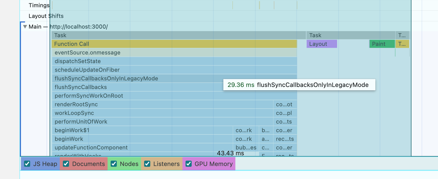 40 updates per second with pure Vanilla JS with 20x slowdown