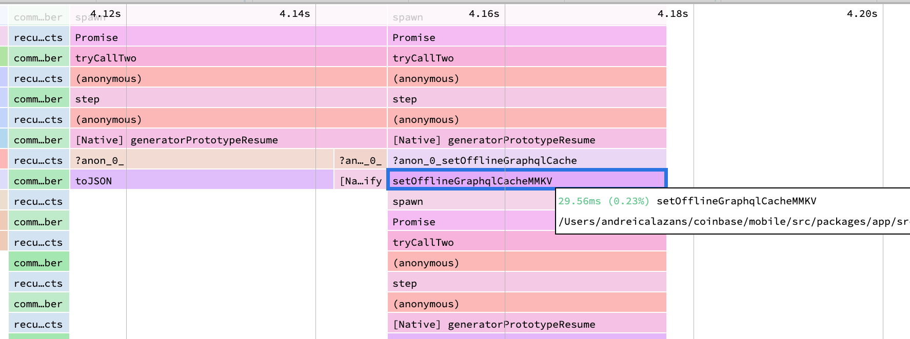 toJSON and the MMKV string write on the JS thread